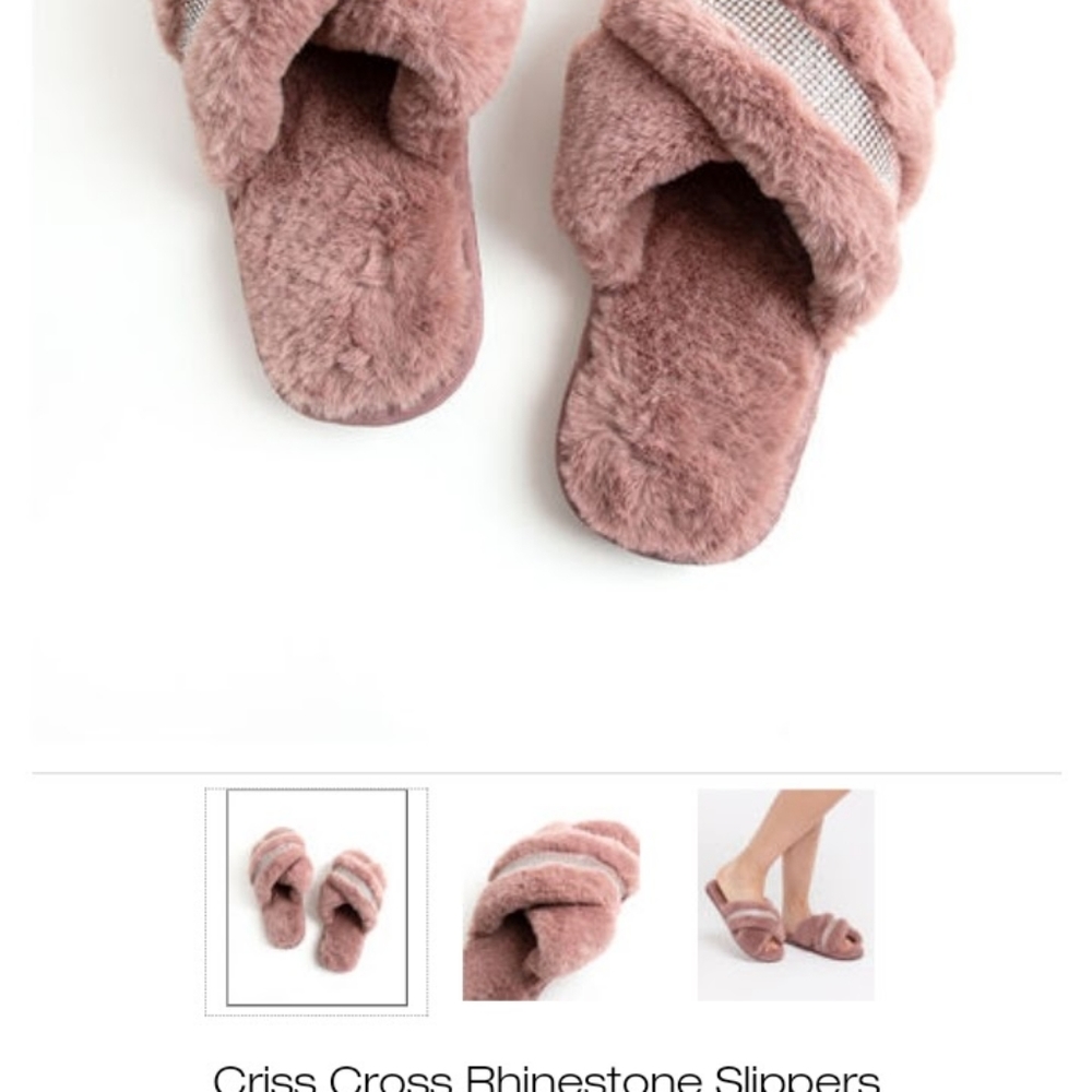 CLEO blush criss cross rhinestone House slippers, US 40/41, NEW - Picture 8 of 15
